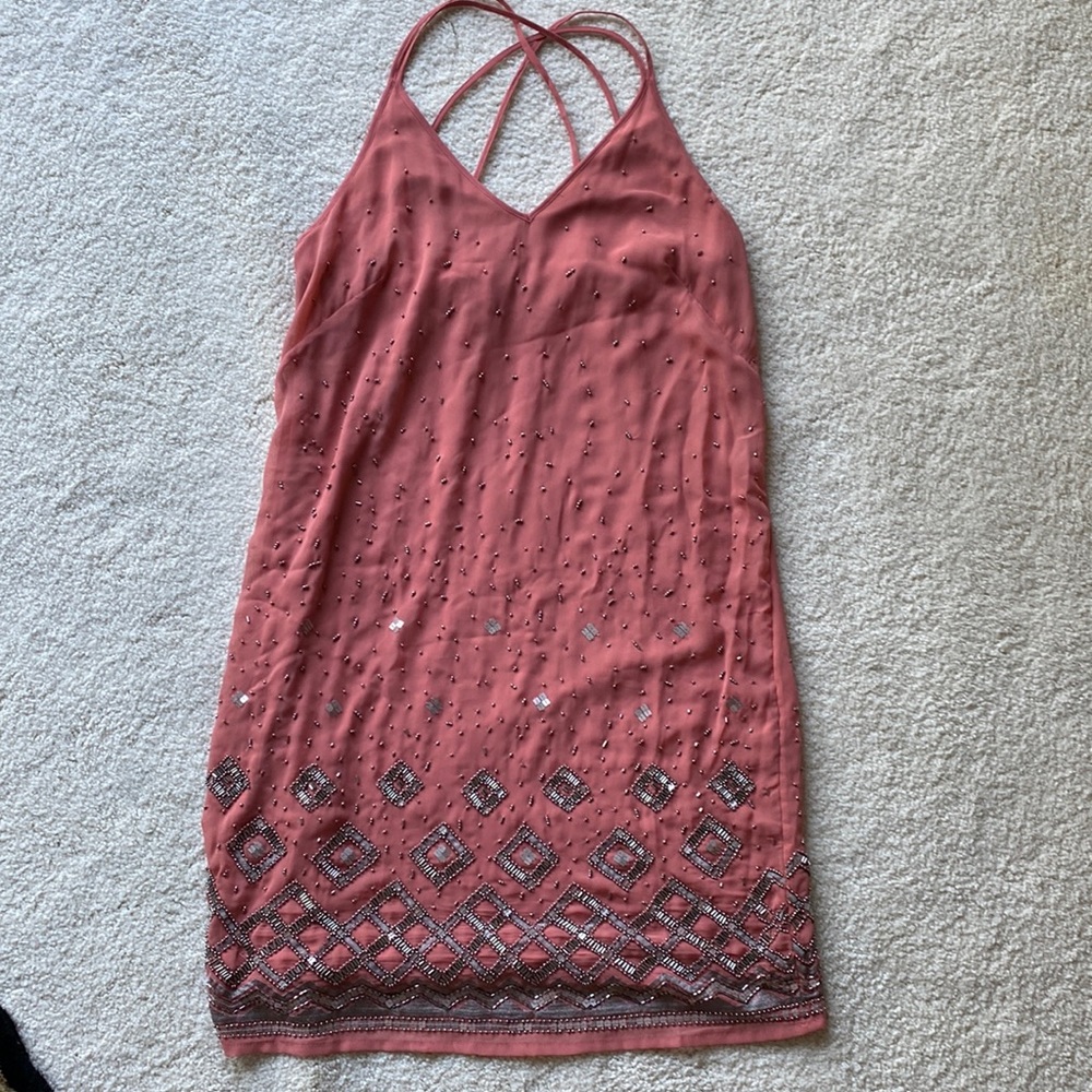 White House black market coral beaded dress size XS New with tags!